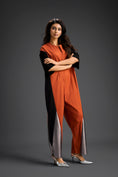 Load image into Gallery viewer, Rust & Metallic Colorblock Jumpsuit