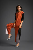 Load image into Gallery viewer, Rust & Metallic Colorblock Jumpsuit