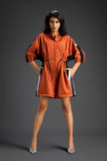 Load image into Gallery viewer, Rust Drawstring Shirt Romper