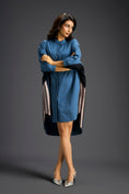 Load image into Gallery viewer, Blue Oversized Panel Shirt Dress
