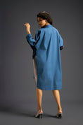 Load image into Gallery viewer, Blue Oversized Panel Shirt Dress