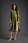 Load image into Gallery viewer, Olive Panel Shirt Dress