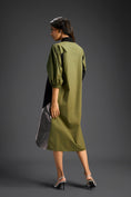 Load image into Gallery viewer, Olive Panel Shirt Dress