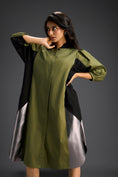 Load image into Gallery viewer, Olive Panel Shirt Dress