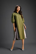 Load image into Gallery viewer, Olive Panel Shirt Dress