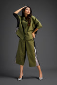 Load image into Gallery viewer, Olive Metallic Panel Co-ord Set