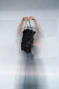 Load image into Gallery viewer, Noir Lattice Beaded Bucket Bag