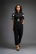 Load image into Gallery viewer, Black Embroidered Sleeves Jumpsuit With Belt