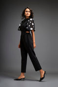 Load image into Gallery viewer, Black Embroidered Sleeves Jumpsuit With Belt