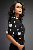 Load image into Gallery viewer, Black Embroidered Sleeves Jumpsuit With Belt