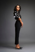 Load image into Gallery viewer, Black Embroidered Sleeves Jumpsuit With Belt