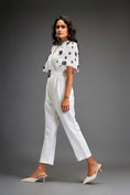 Load image into Gallery viewer, White Embroidered Sleeves Jumpsuit With Belt