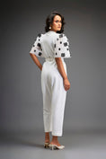 Load image into Gallery viewer, White Embroidered Sleeves Jumpsuit With Belt