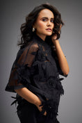 Load image into Gallery viewer, Floral Appliqué High-Low Sheer Top with Tube & Pants