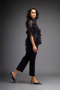 Load image into Gallery viewer, Floral Appliqué High-Low Sheer Top with Tube & Pants