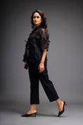 Load image into Gallery viewer, Floral Appliqué High-Low Sheer Top with Tube & Pants