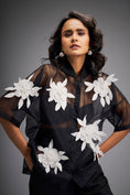 Load image into Gallery viewer, Floral Appliqué High-Low Sheer Top with Tube & Pants
