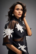 Load image into Gallery viewer, Floral Appliqué High-Low Sheer Top with Tube & Pants