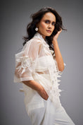 Load image into Gallery viewer, Floral Appliqué High-Low Sheer Top with Tube & Pants