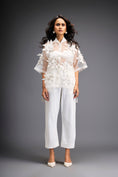 Load image into Gallery viewer, Floral Appliqué High-Low Sheer Top with Tube & Pants