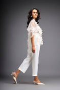 Load image into Gallery viewer, Floral Appliqué High-Low Sheer Top with Tube & Pants