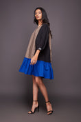 Load image into Gallery viewer, Black Blue Pleated Hem Dress