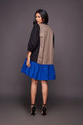 Load image into Gallery viewer, Black Blue Pleated Hem Dress