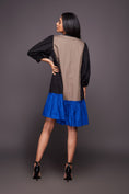Load image into Gallery viewer, Black Blue Pleated Hem Dress