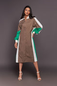 Load image into Gallery viewer, White Green Waist Tapered Dress