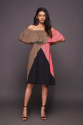 Load image into Gallery viewer, Black Pink Off Shoulder Dress