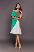 Load image into Gallery viewer, White Green Off Shoulder Dress