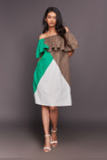 Load image into Gallery viewer, White Green Off Shoulder Dress