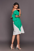 Load image into Gallery viewer, White Green Off Shoulder Dress