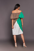 Load image into Gallery viewer, White Green Off Shoulder Dress