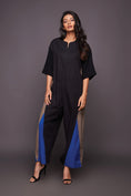 Load image into Gallery viewer, Black Blue Relaxed Fit Jumpsuit