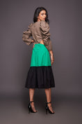 Load image into Gallery viewer, Black Green Midi 3 Tiered Dress