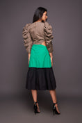 Load image into Gallery viewer, Black Green Midi 3 Tiered Dress