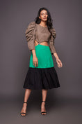 Load image into Gallery viewer, Black Green Midi 3 Tiered Dress