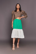 Load image into Gallery viewer, White Green Midi 3 Tiered Dress
