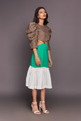 Load image into Gallery viewer, White Green Midi 3 Tiered Dress
