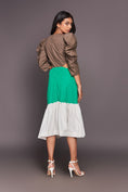 Load image into Gallery viewer, White Green Midi 3 Tiered Dress
