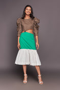 Load image into Gallery viewer, White Green Midi 3 Tiered Dress