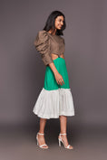 Load image into Gallery viewer, White Green Midi 3 Tiered Dress