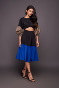 Load image into Gallery viewer, Black Blue Waist Cut Dress