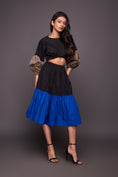 Load image into Gallery viewer, Black Blue Waist Cut Dress
