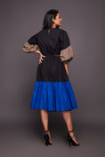 Load image into Gallery viewer, Black Blue Waist Cut Dress