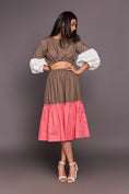 Load image into Gallery viewer, White Pink Waist Cut Dress