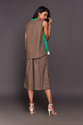 Load image into Gallery viewer, White Green Peplum Top With Culottes
