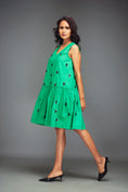 Load image into Gallery viewer, Green Sleeveless V-Neck Dress