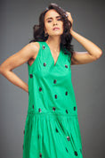Load image into Gallery viewer, Green Sleeveless V-Neck Dress